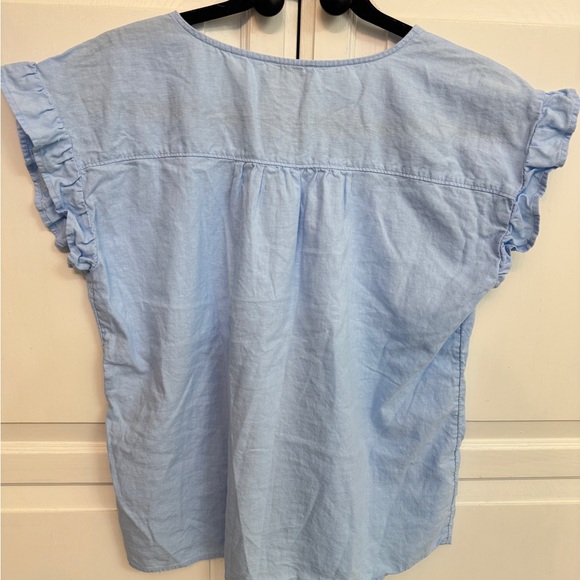 LOFT Light Blue Ruffle Sleeve Blouse - Picture 4 of 5